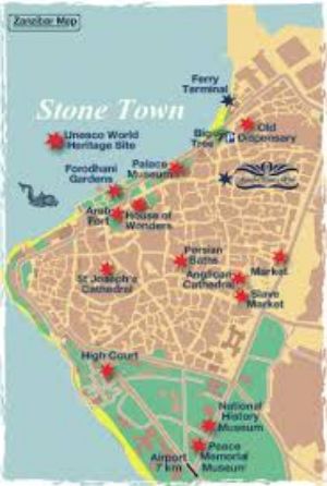 map of Stone Town in Zanzibar